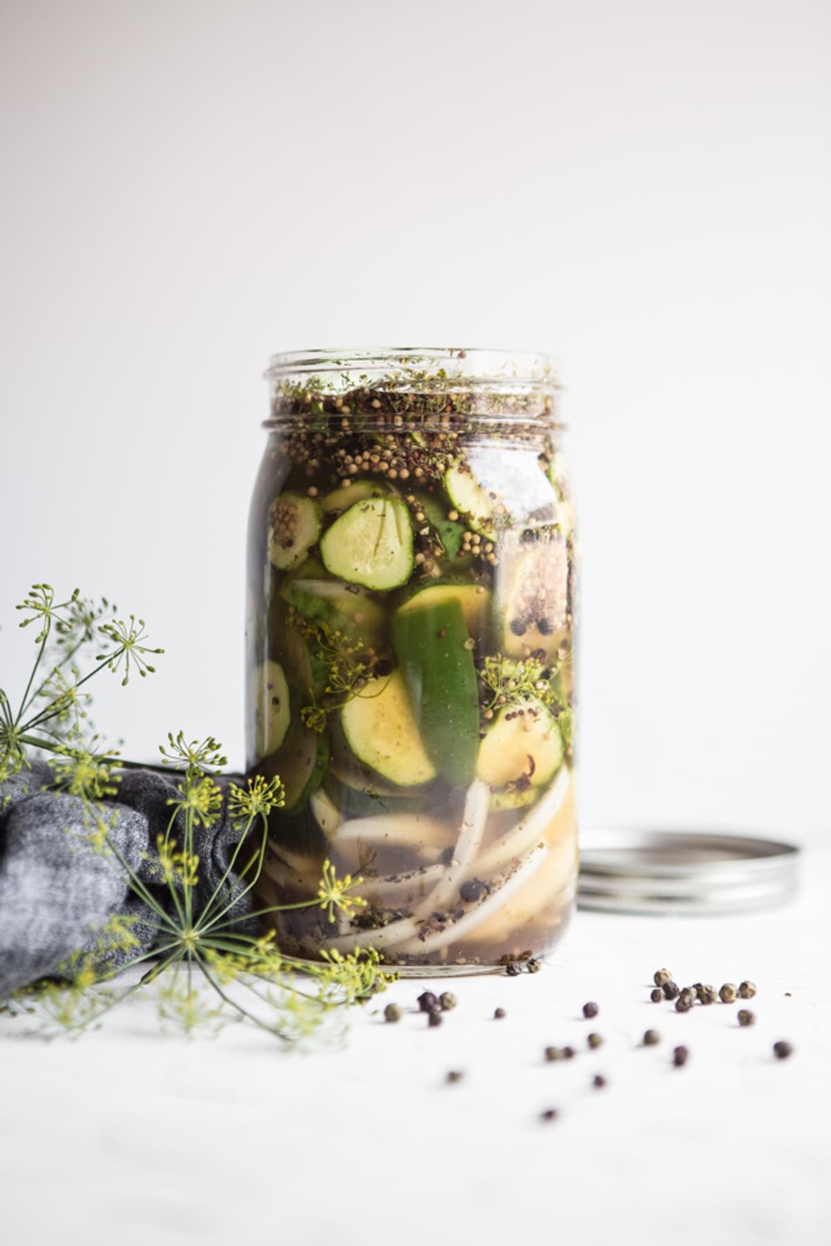 jar of easy homemade pickles with fresh dill