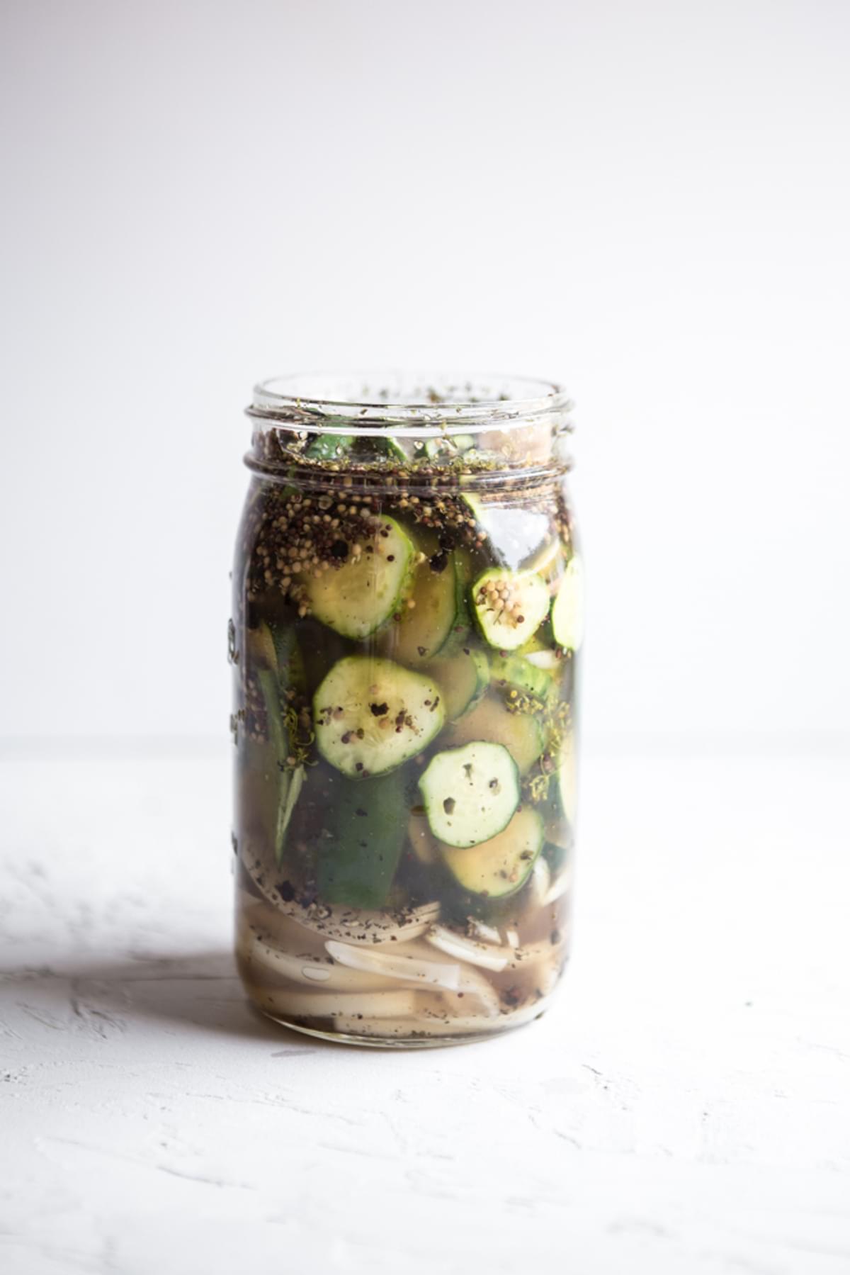 easy homemade pickles in a glass jar
