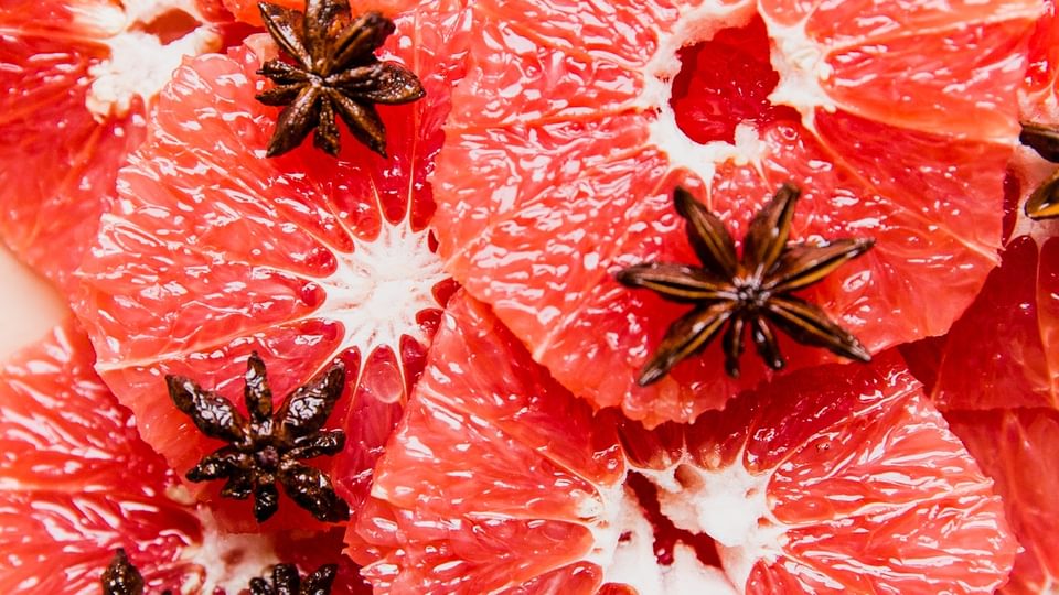 star anise-grapefruit salad on a plate