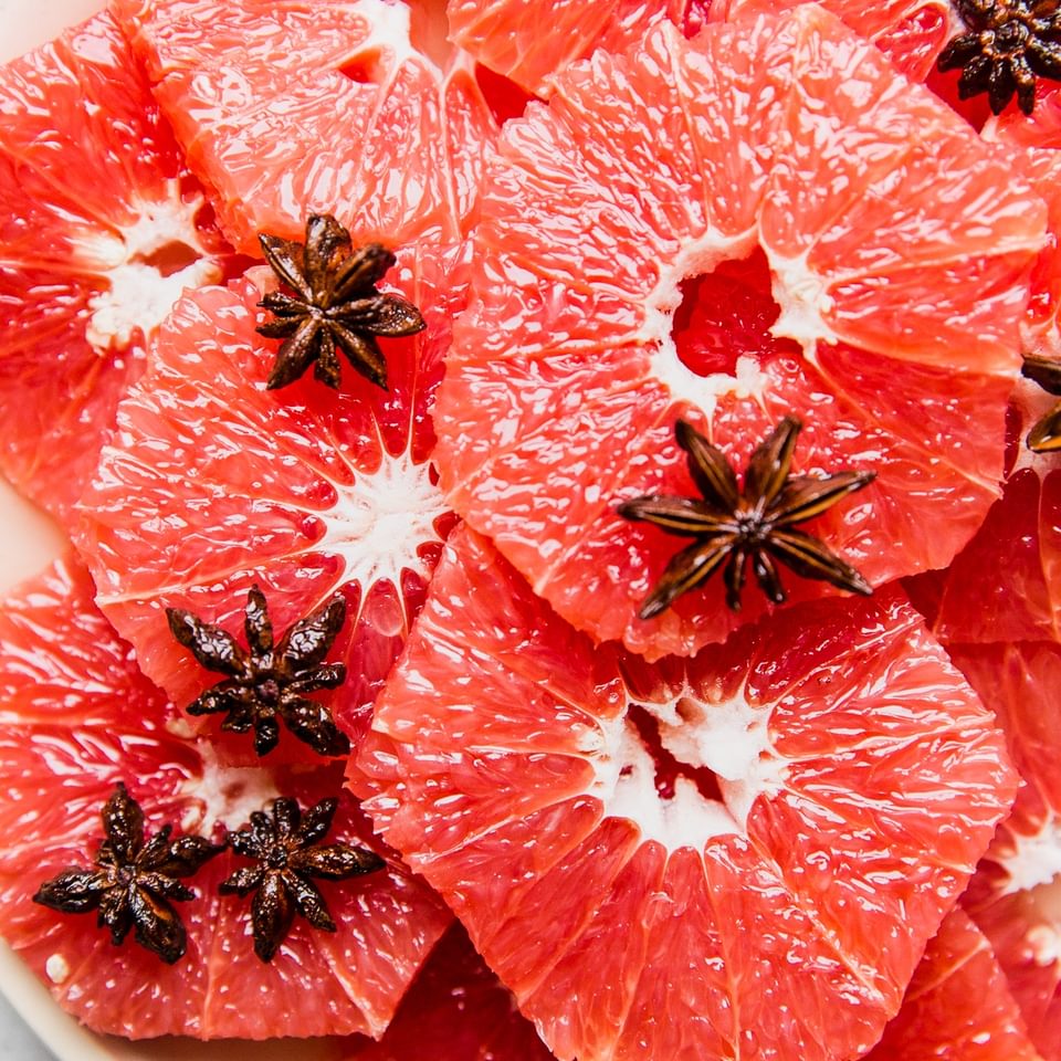 star anise-grapefruit salad on a plate