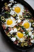 Baked Eggs with Swiss Chard and Green Olives