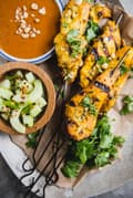 Chicken Satay with Peanut Sauce With Cucumber Salad