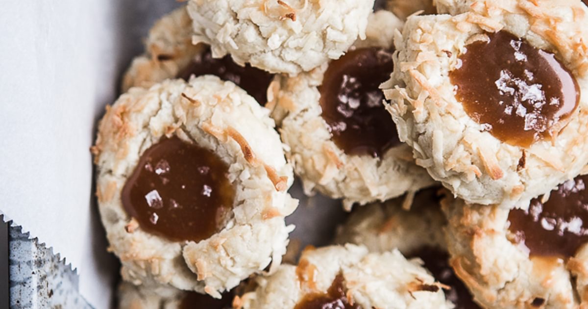 Coconut Thumbprint Cookies with Salted Caramel | The Modern Proper