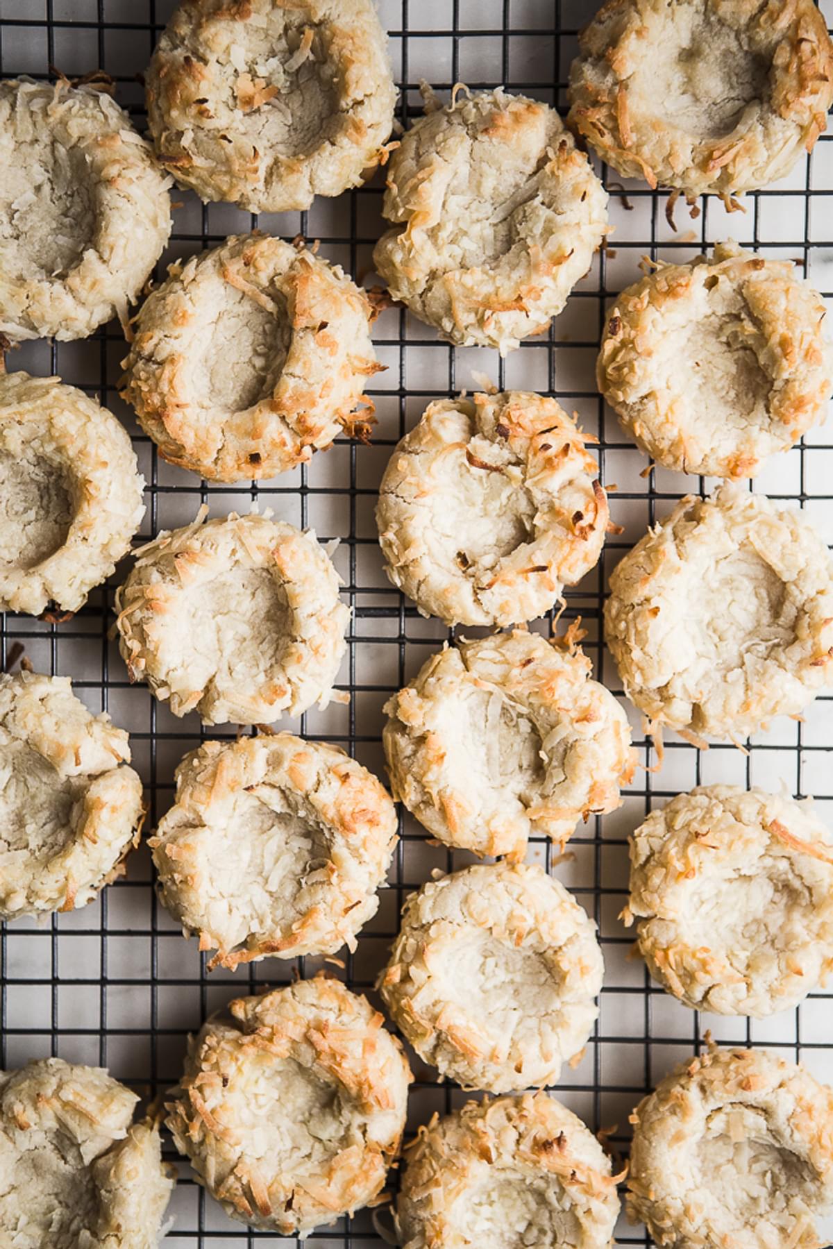 Coconut Thumbprint Cookies fresh out of the oven