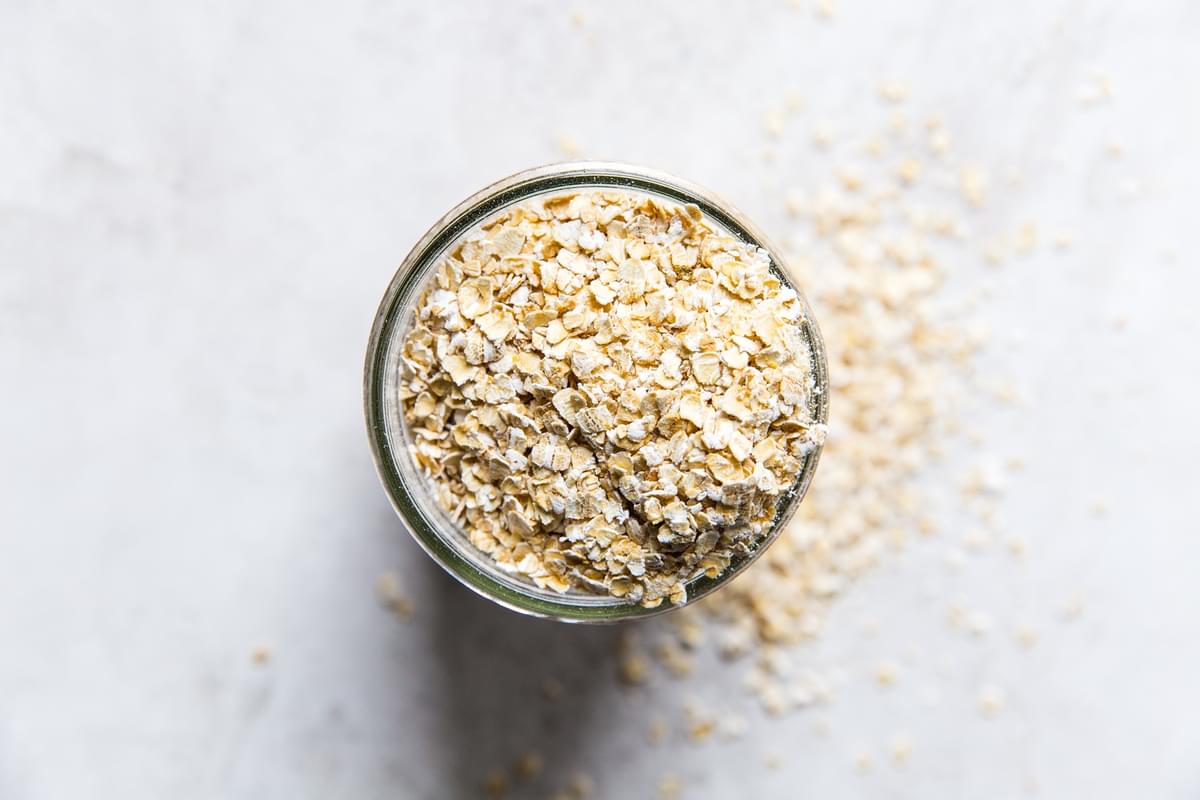 quick cooking oats in a glass jar