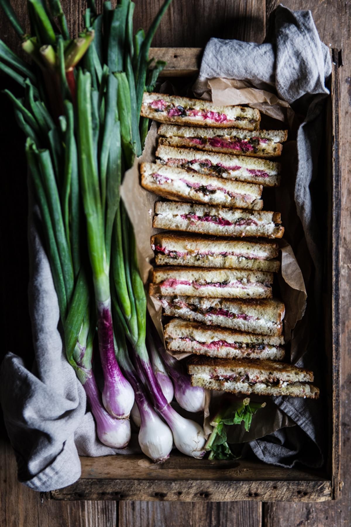 Roasted Rhubarb and Chevre Grilled Cheese