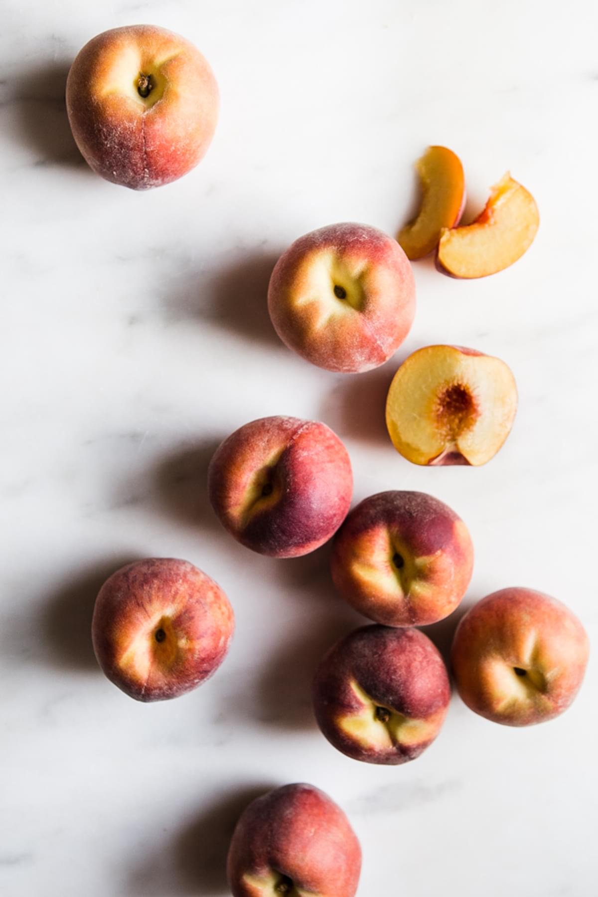 fresh peaches on the counter