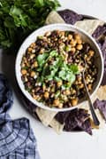 bean and corn salsa with cilantro and green onions