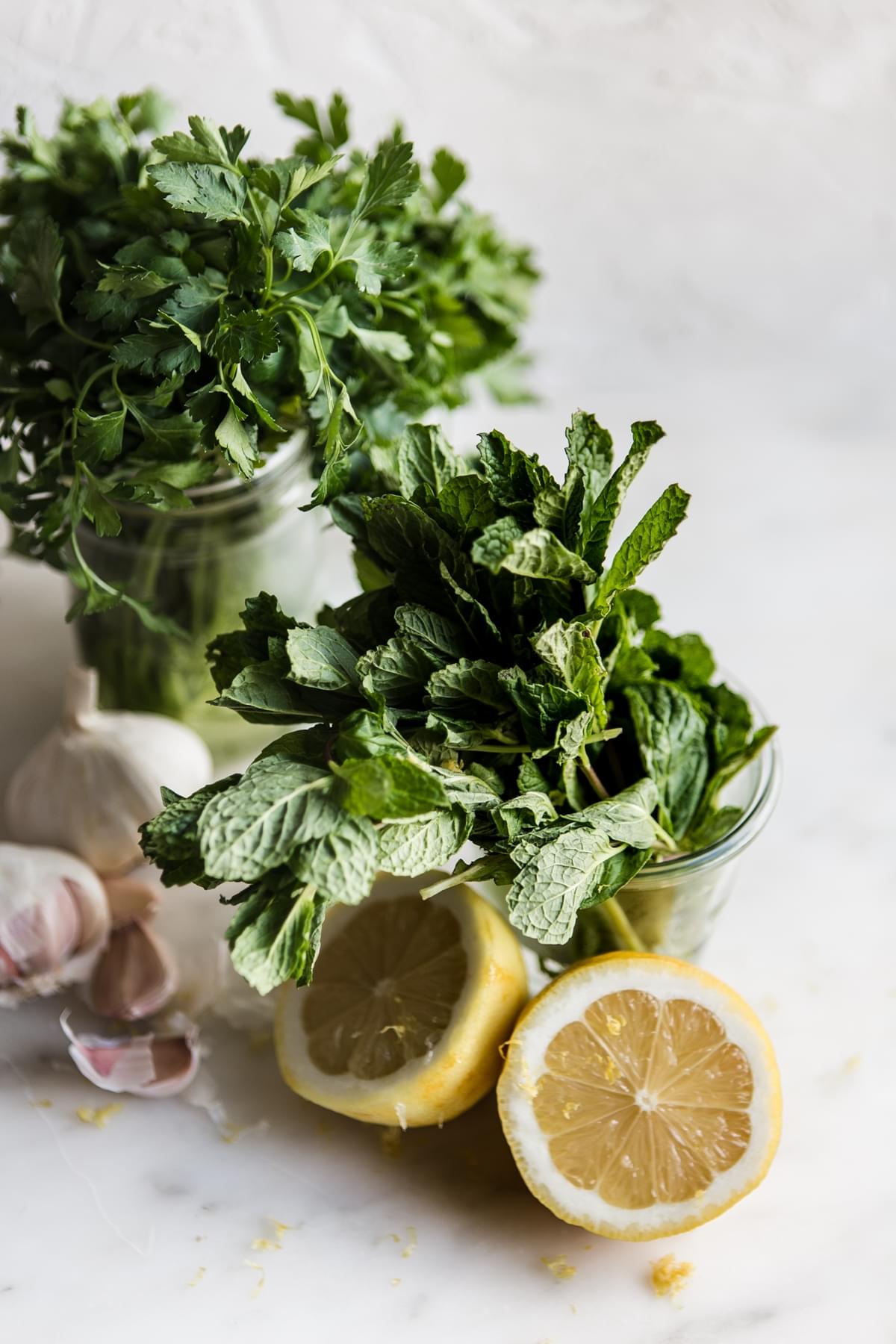 parsley, mint, lemon and garlic for gremolata