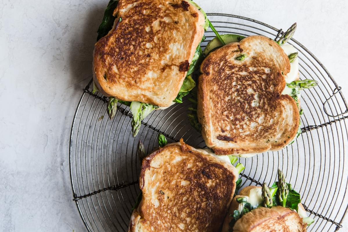 Green Goddess Grilled Cheese Sandwich on a cooling rack