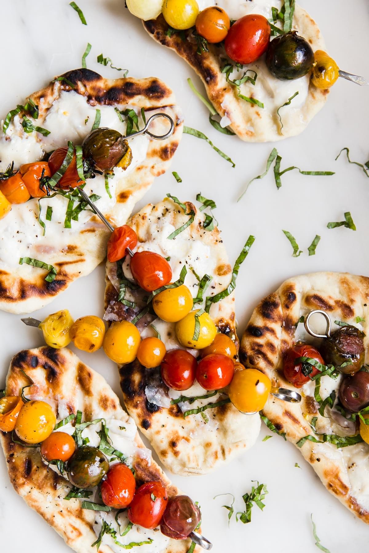 Grilled Burrata Flat Bread With Cherry Tomatoes