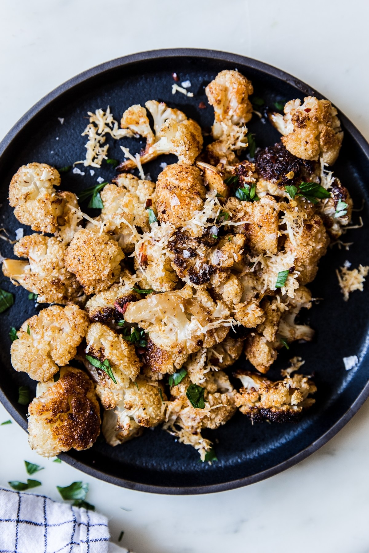 oven roasted cauliflower with parmesan cheese