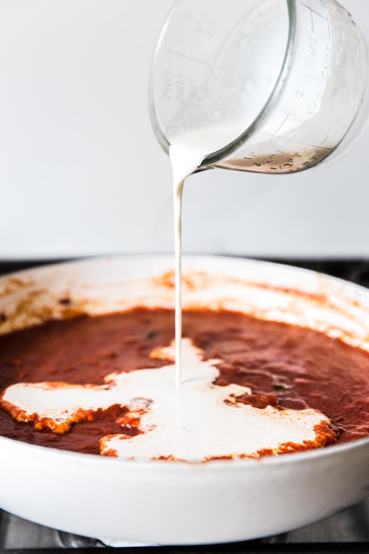 creamy tomato sauce in a pan