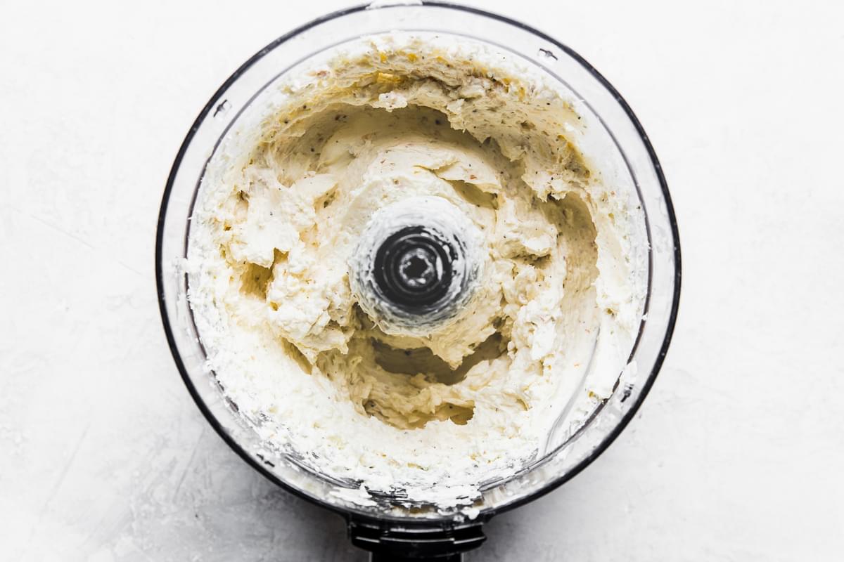 cream cheese, cheddar and spices blended in a food processor