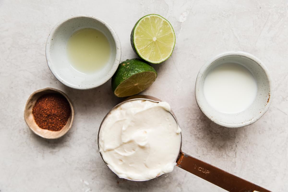 ingredients for chipotle mayonnaise in small bowls