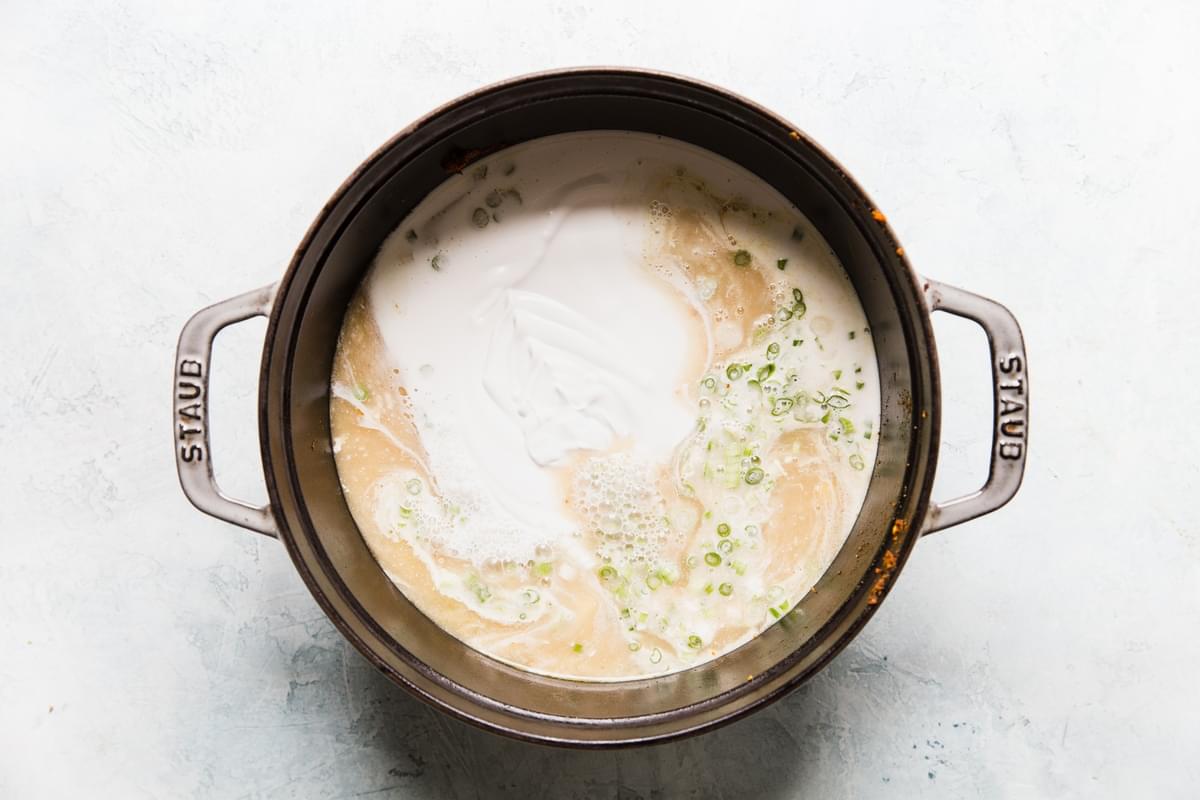 broth and coconut milk for curry soup