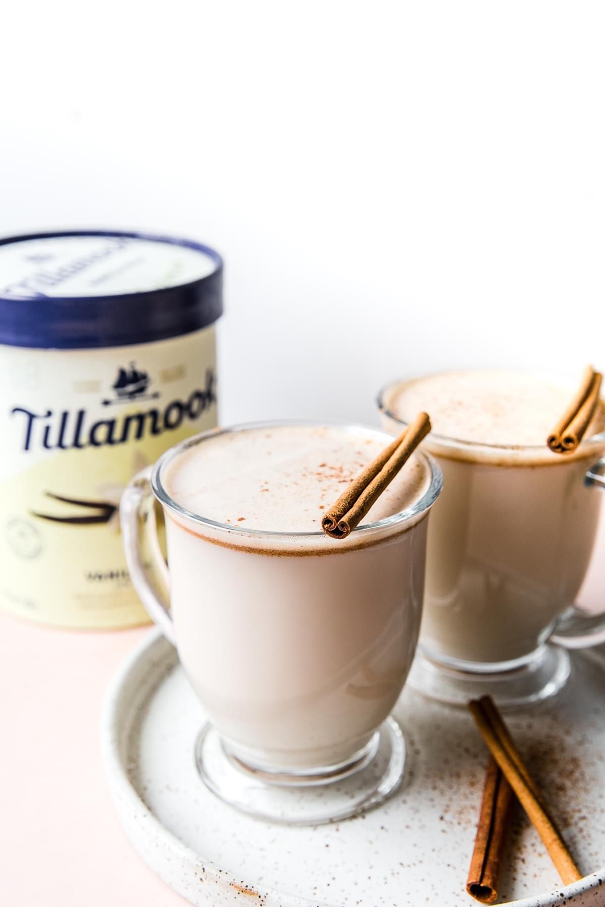 Tillamook ice cream with 2 mugs of homemade hot buttered rum