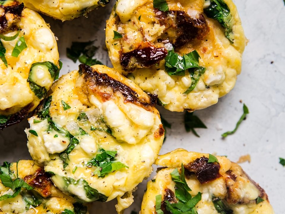 Feta-Spinach Breakfast Egg Muffins with Sun-Dried Tomatoes