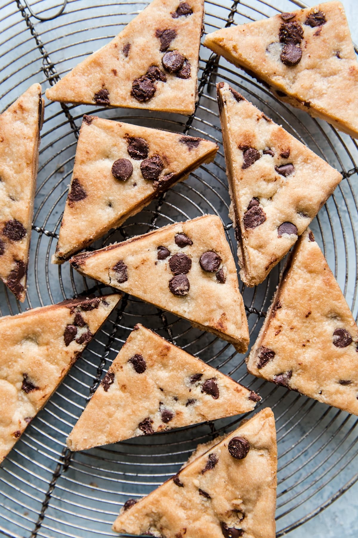 cookie brittle triangles on a cookie rack
