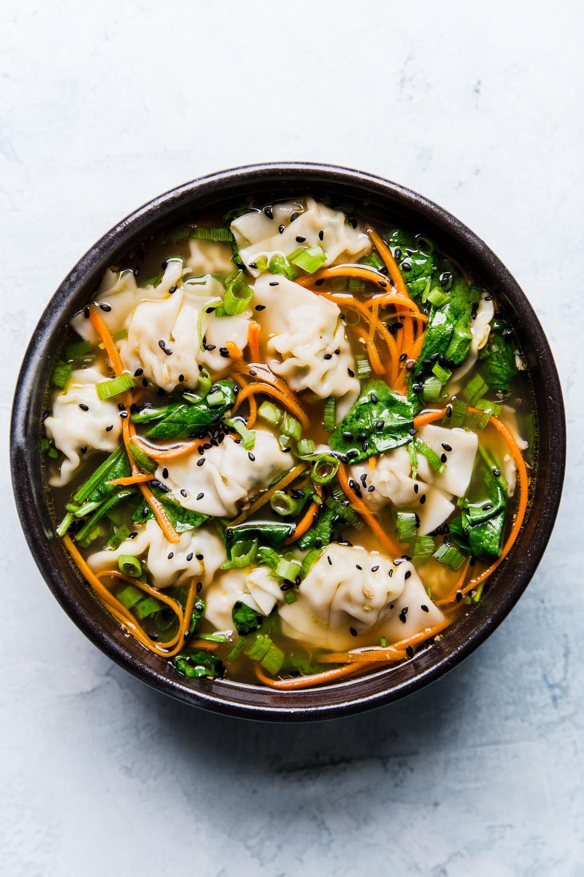 bowl of easy dumpling soup