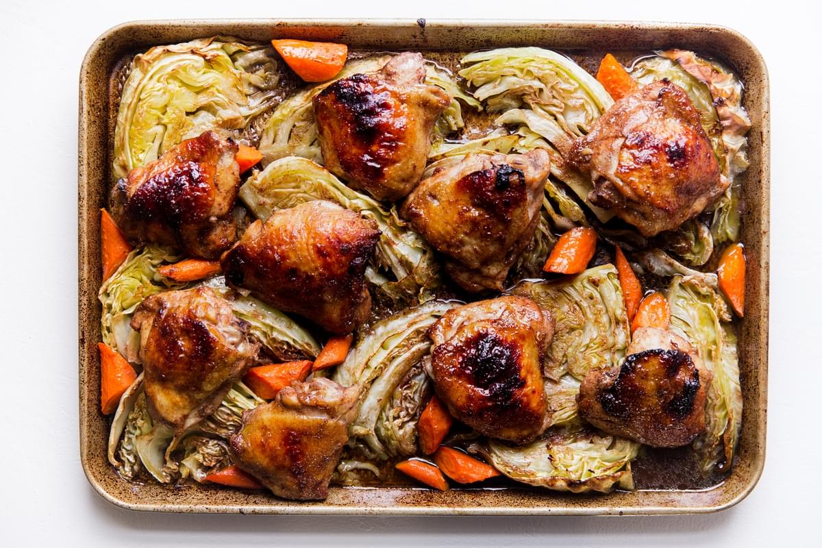 Five Spice Sheet Pan Dinner With Cabbage And Carrots