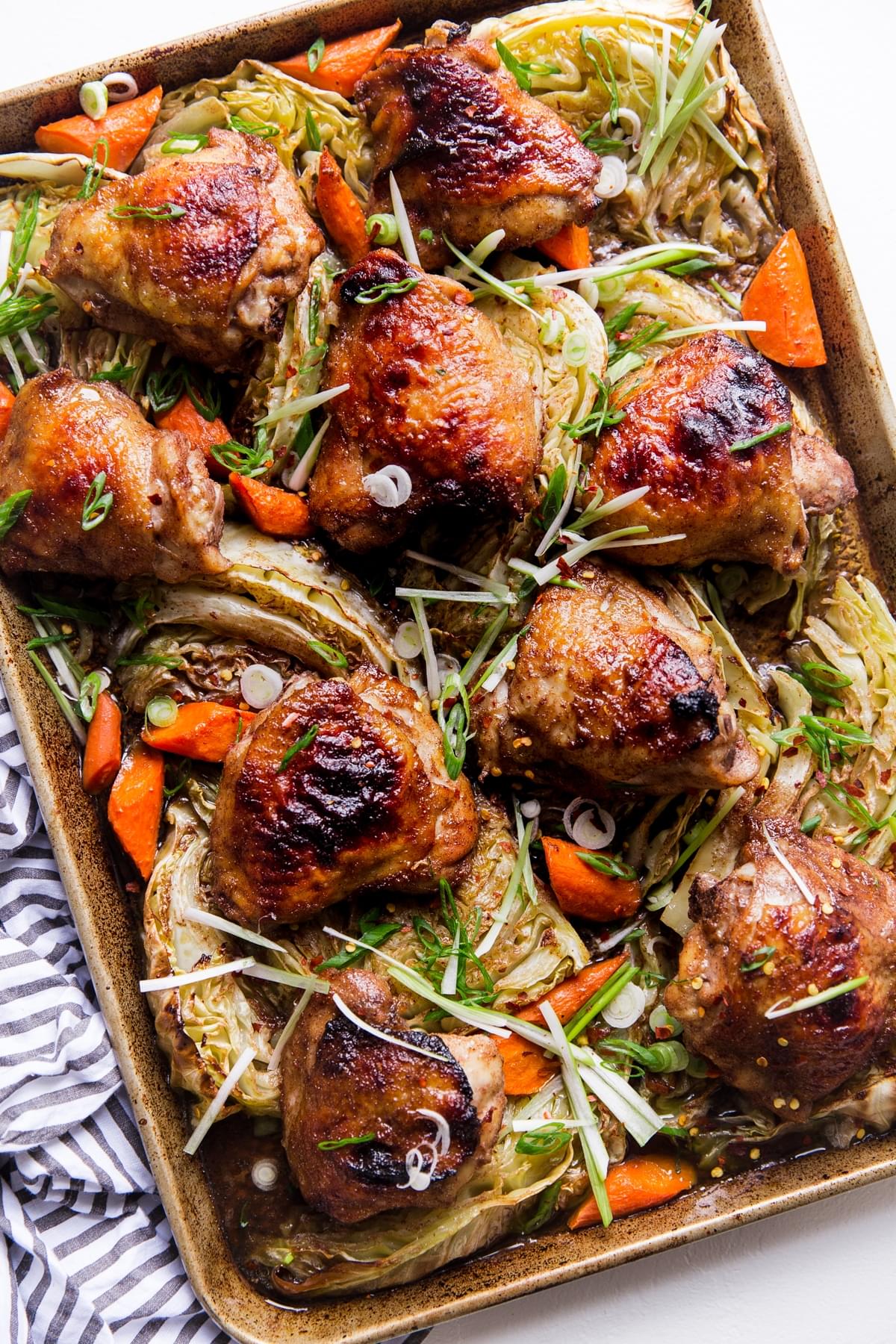 Five Spice Sheet Pan Dinner With Cabbage And Carrots green onions