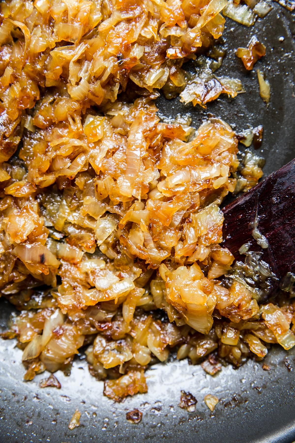 close up of homemade Caramelized Onions in a pan