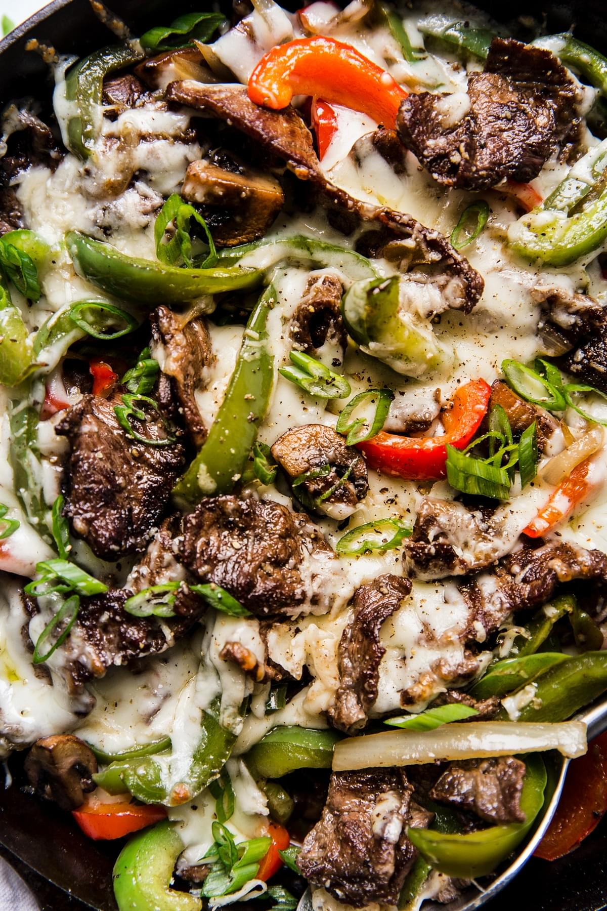 close up of Philly Cheesesteak Skillet
