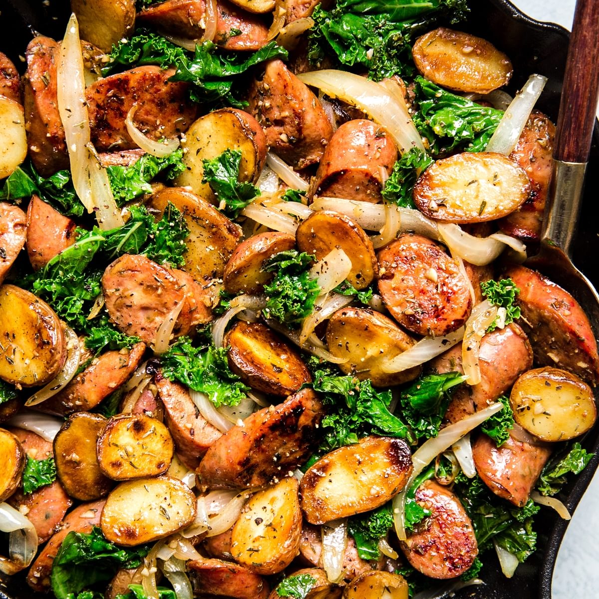 Sausage Kale And Potato Skillet Dinner The Modern Proper,How To Grill Pork Chops On Charcoal Grill