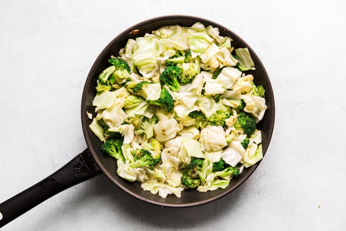Broccoli And Cabbage in a pan