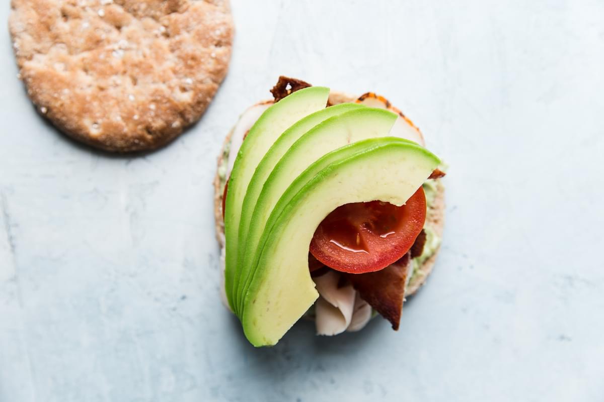 Turkey Bacon Club Sandwich with avocado