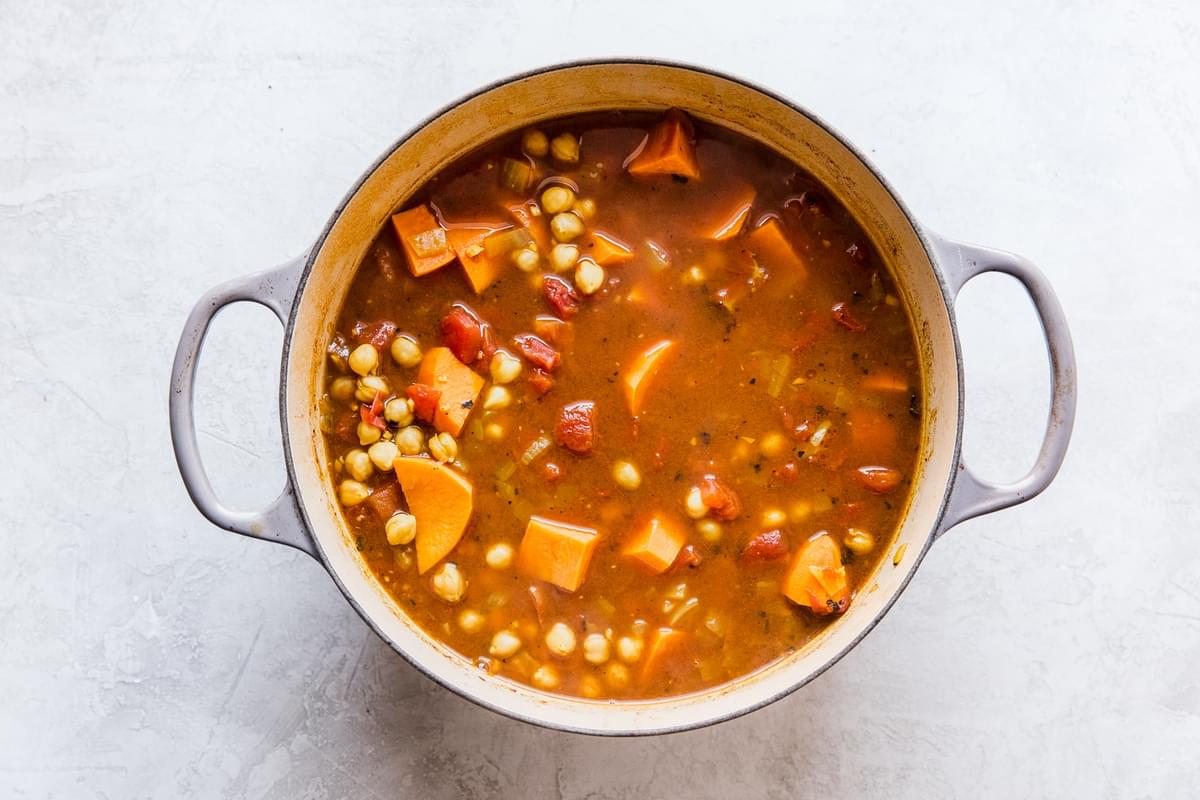 Warm Spiced Vegetarian Vegetable Stew in pot