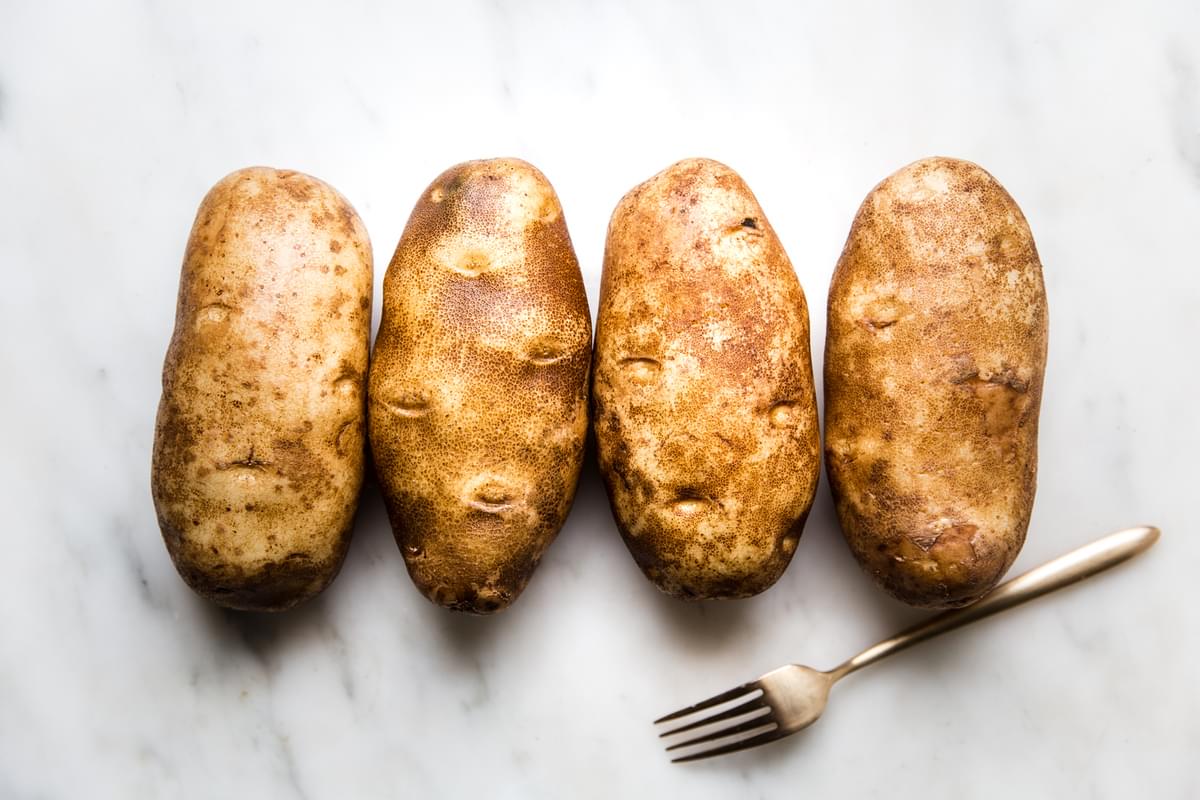4 russet potatoes pricked with a fork