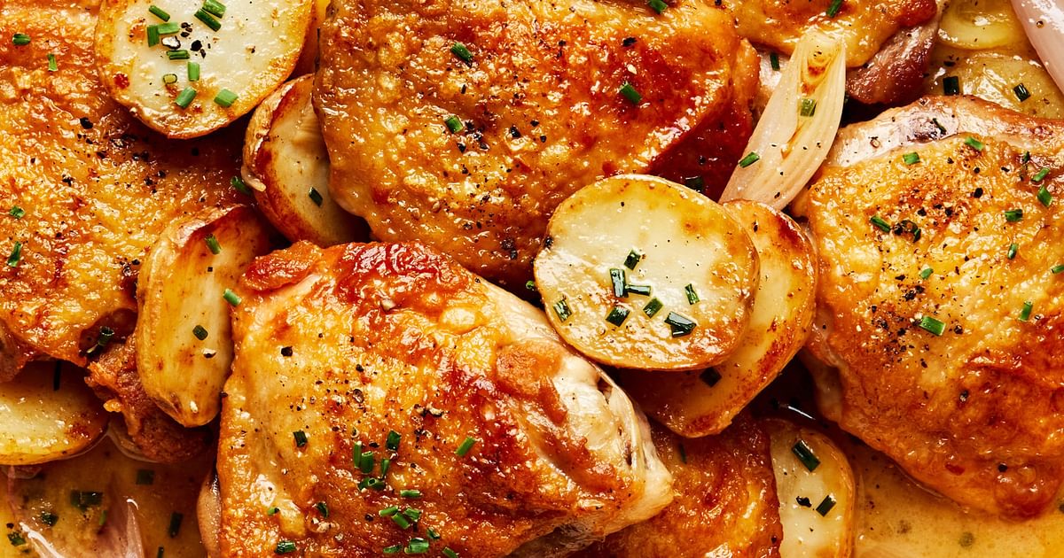 Braised Chicken with Potatoes and Chive Butter… | The Modern Proper