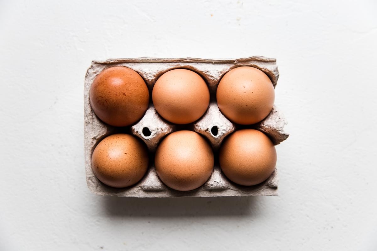 six eggs in an egg carton