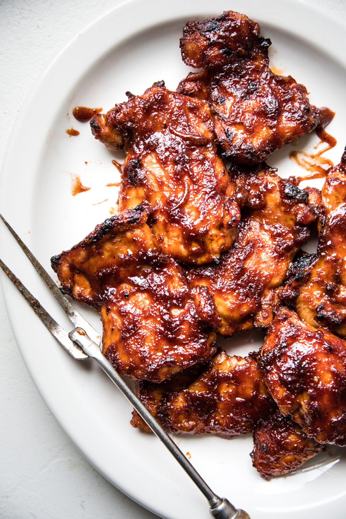 Baked BBQ Chicken Thighs on a platter