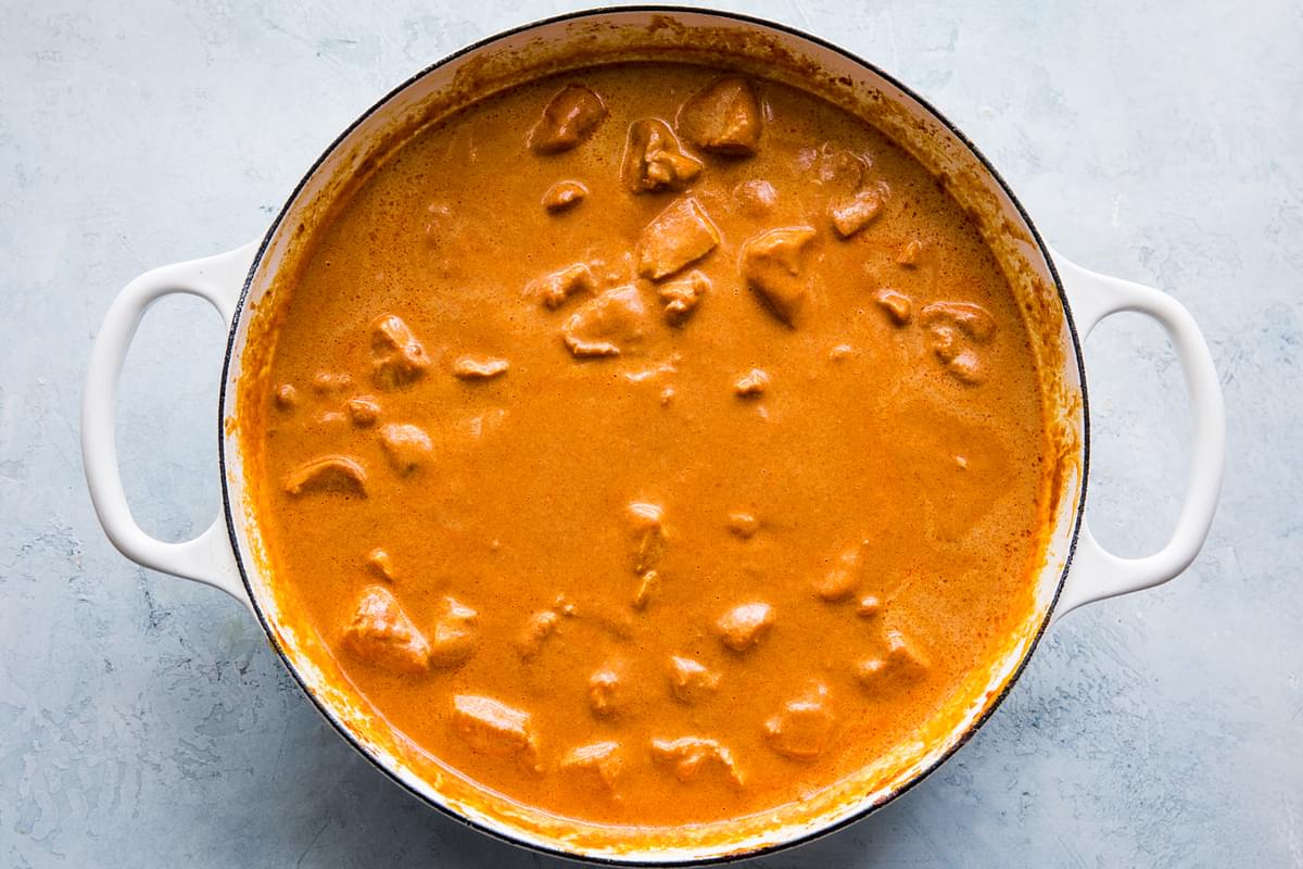 stovetop butter chicken in a large pot