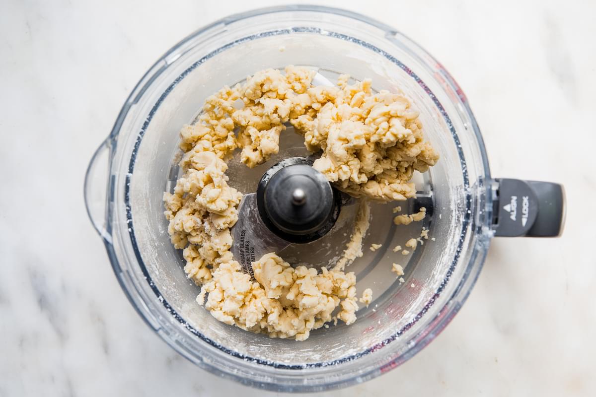 flour, butter, salt and cold water mixed together in a food processor