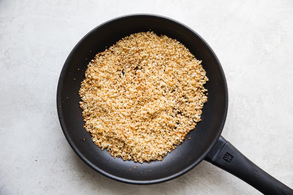 panko bread crumbs toasted in butter in a skillet