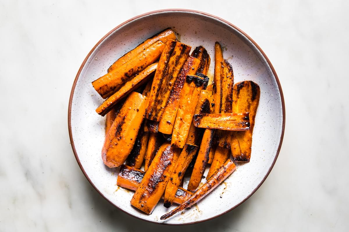 grilled carrots with olive oil and salt