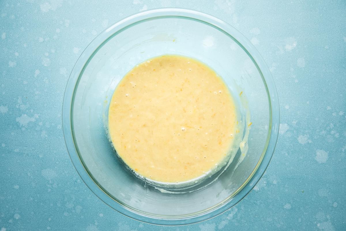 lemon olive oil cake batter in a bowl