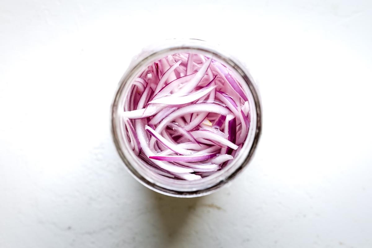 quick pickled onions in a jar