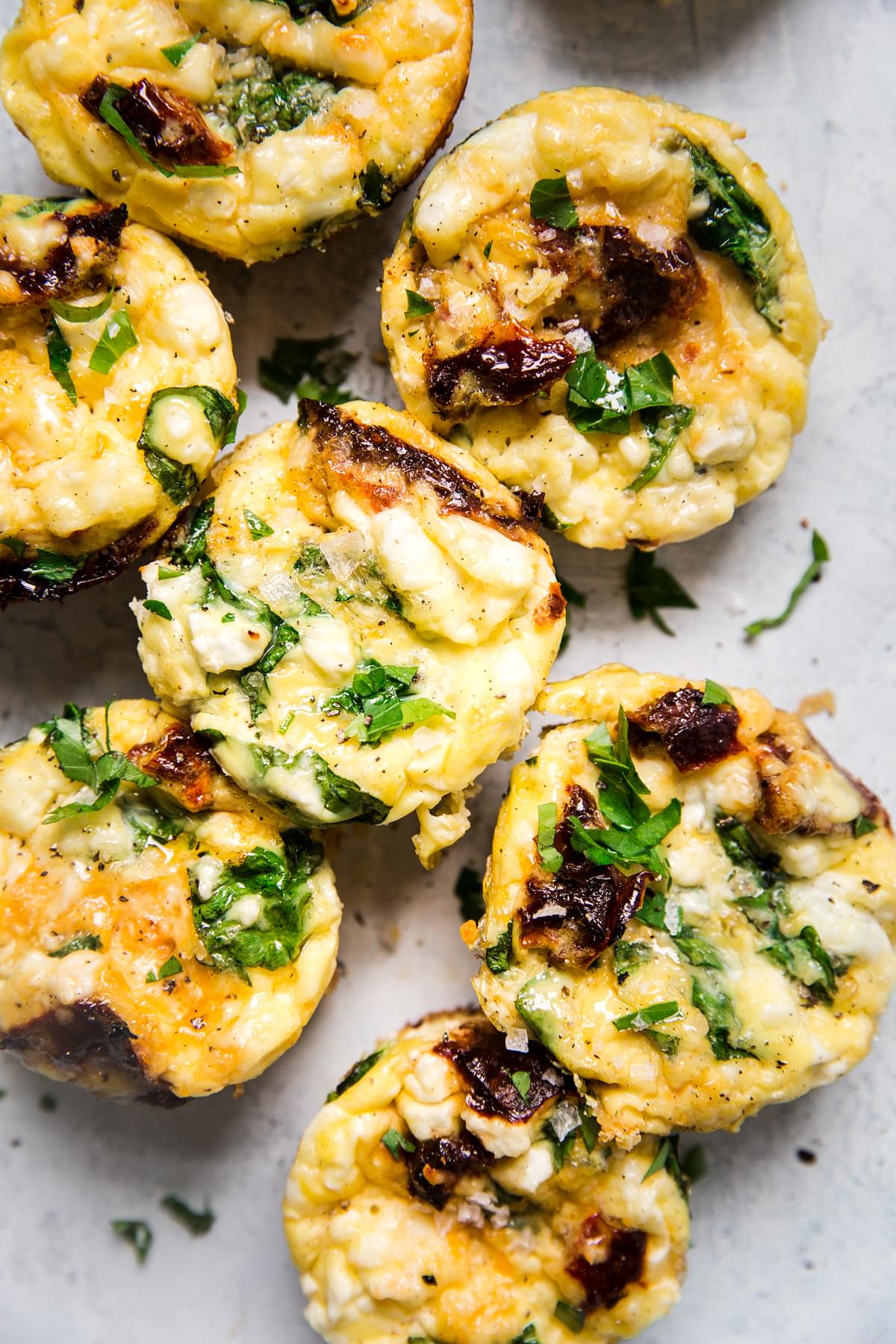 Spinach Feta Egg Muffins with sun dried tomatoes