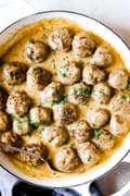Swedish meatballs in a pan with gravy