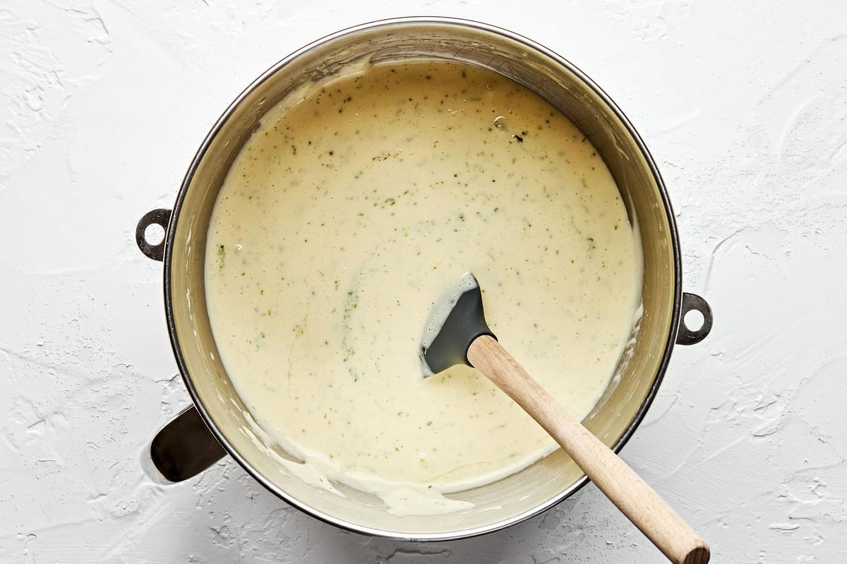 sweetened condensed milk, egg yolks, key lime zest and juice beaten together in a stand mixer