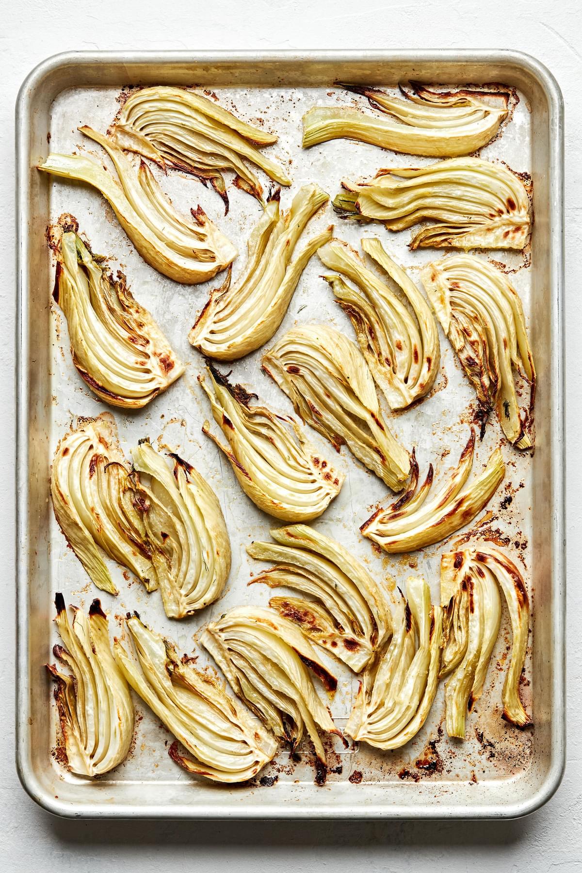 roasted fennel on a serving plate made with olive oil, salt, garlic powder and pepper