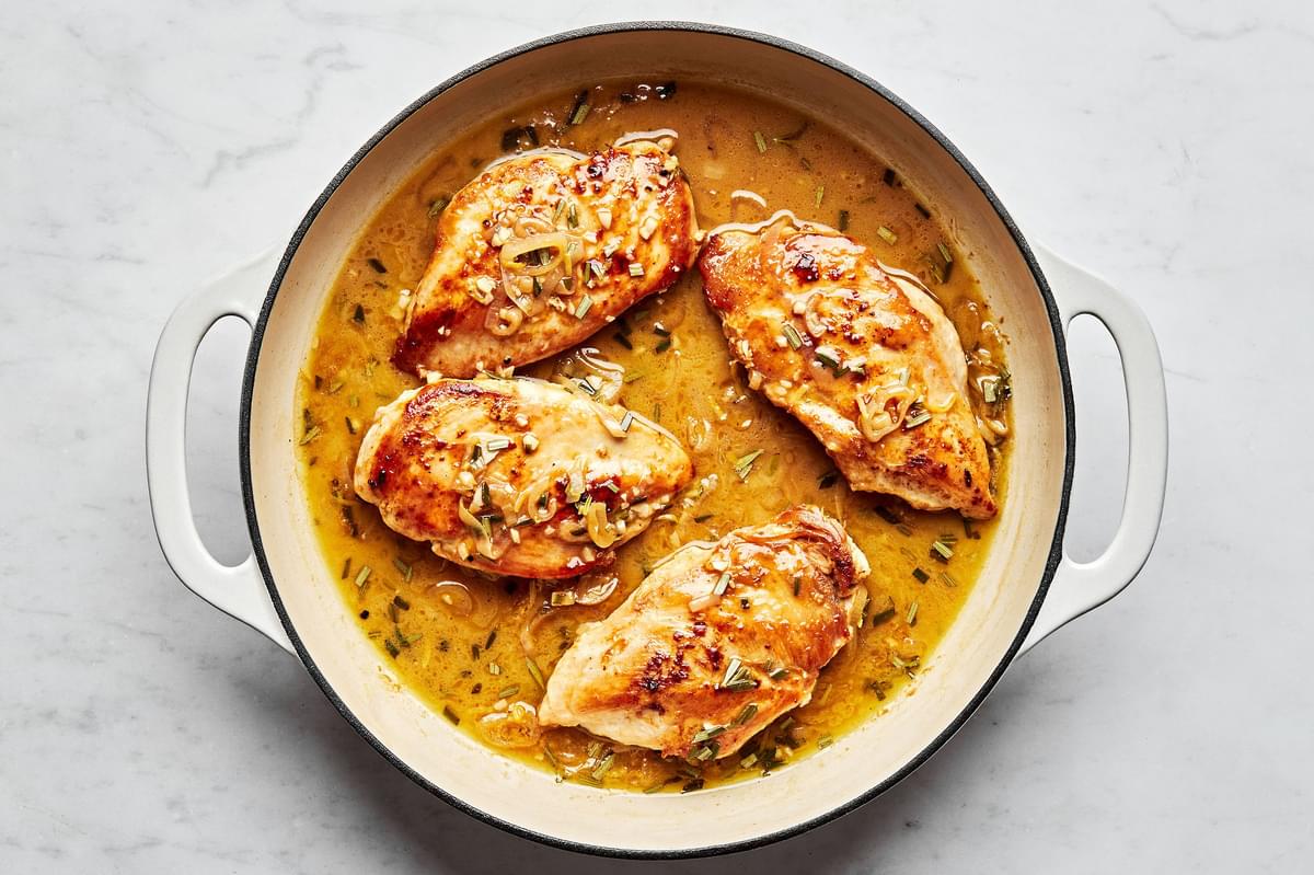 homemade rosemary chicken in a pan