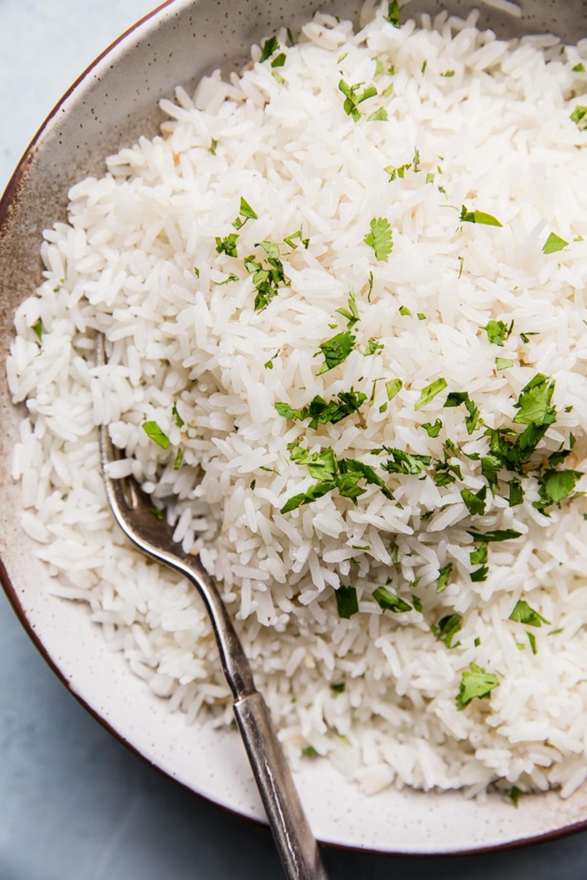 fluffy coconut rice in a bowl