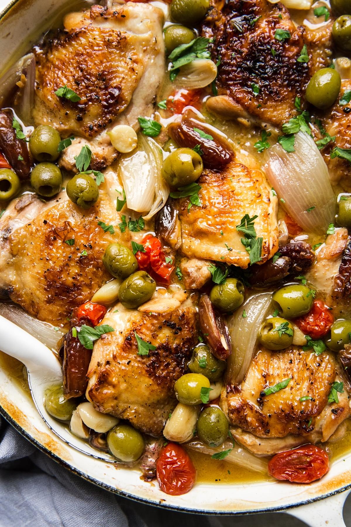 Provençal chicken with olives, tomatoes, shallots, and white wine