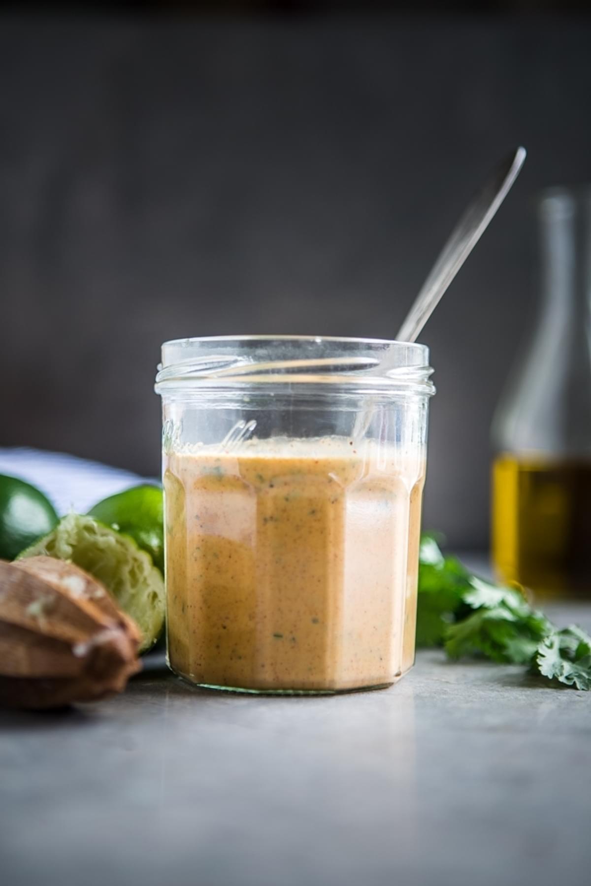a jar of homemade chipotle dressing